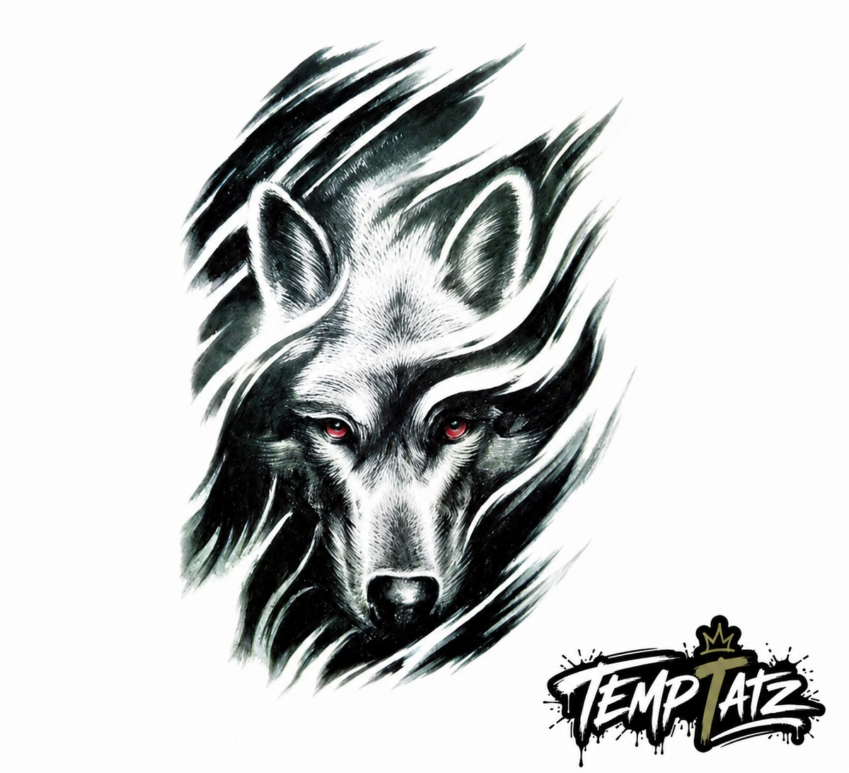 Shadow Wolf | Premium Temporary Tattoo