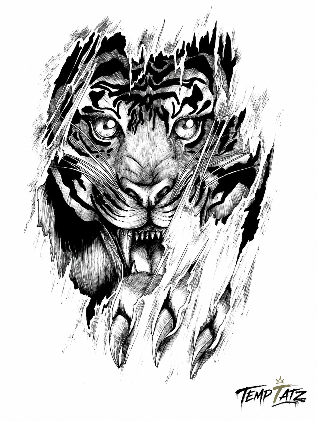 Raging Tiger | Premium Temporary Tattoo