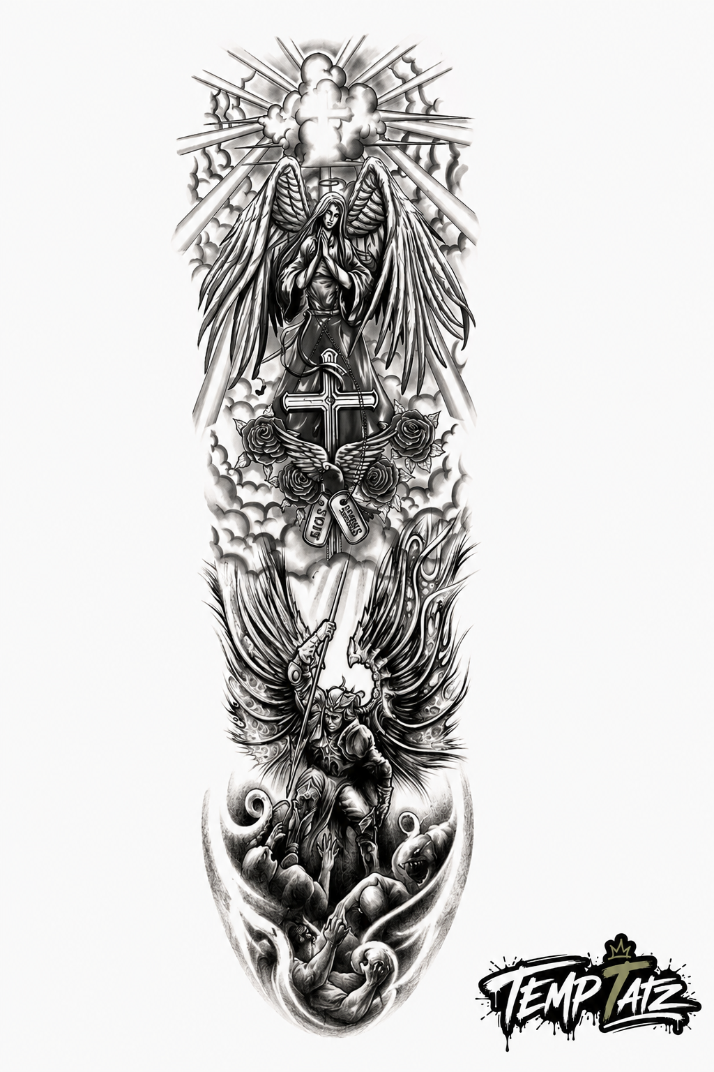 Heaven’s Guardian Sleeve | Premium Temporary Tattoo