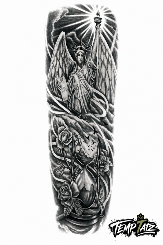 Liberty & Time Sleeve | Premium Temporary Tattoo