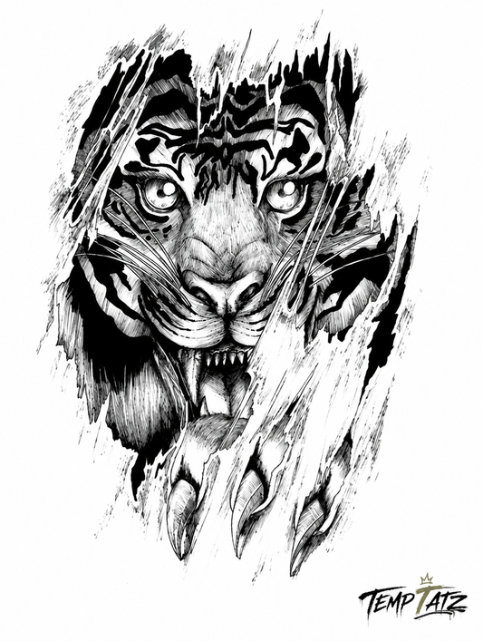 Raging Tiger | Premium Temporary Tattoo