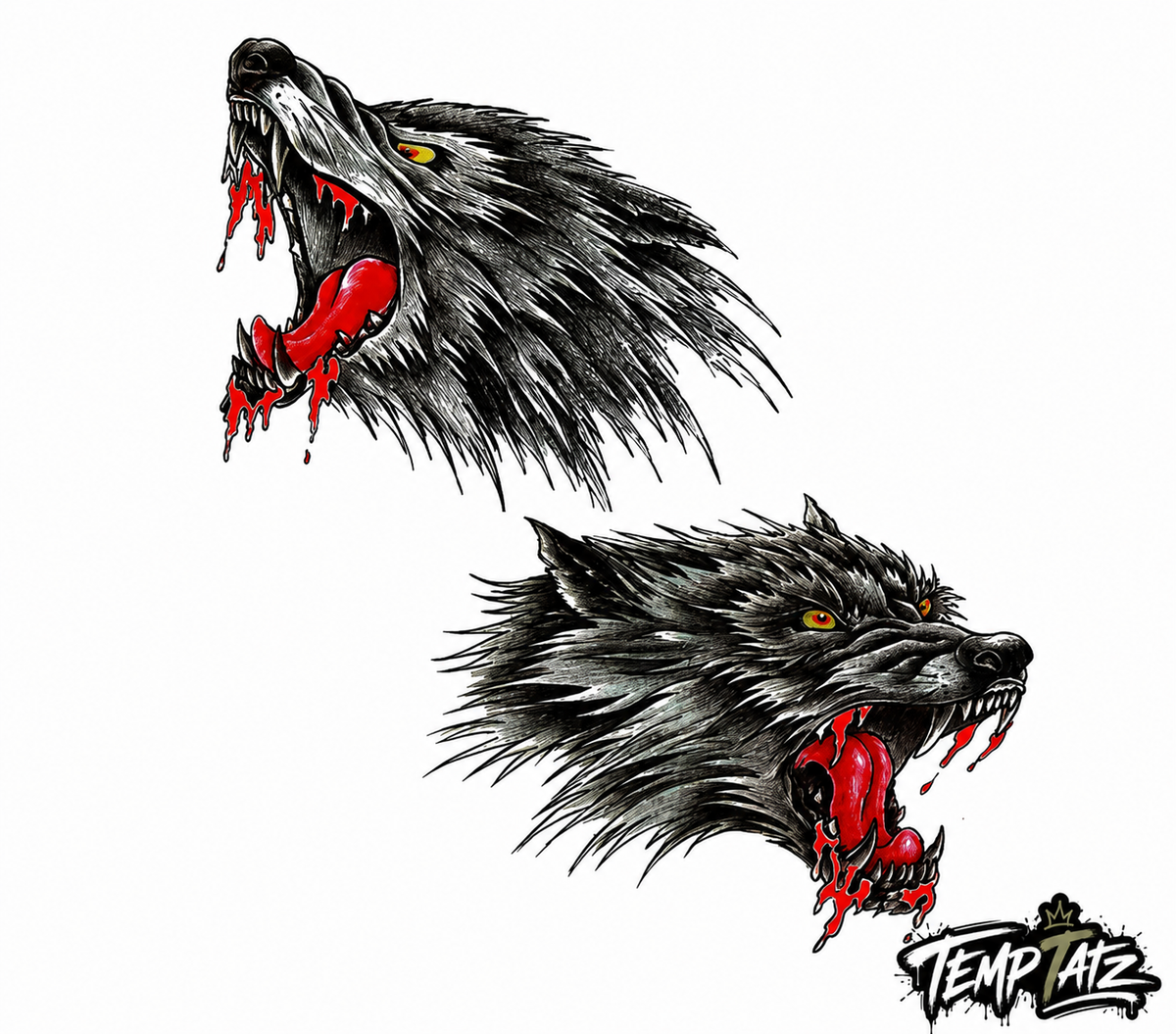 Savage Wolf Duo | Premium Temporary Tattoo Set