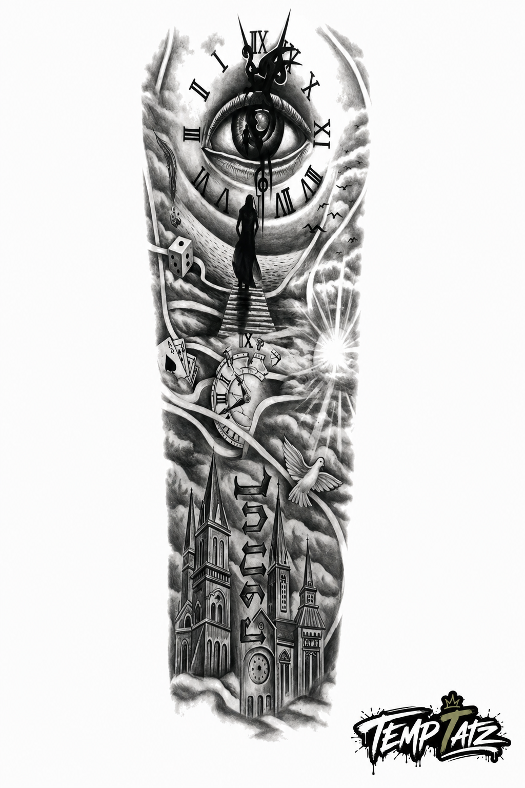 Path of Time Sleeve | Premium Temporary Tattoo